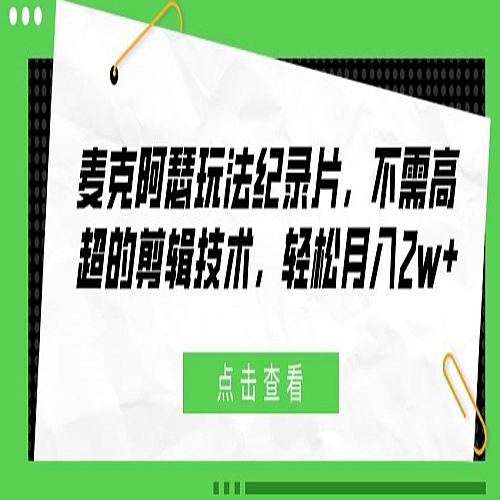 麦克阿瑟玩法纪录片，不需高超的剪辑技术，轻松月入2w+下载