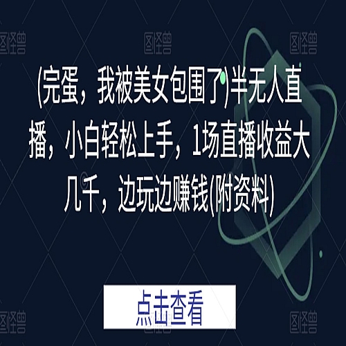 (完蛋，我被美女包围了)半无人直播，小白轻松上手，1场直播收益大几千，边玩边赚钱(附资料)下载