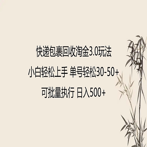 递包裹回收淘金3.0玩法 无需任何押金 小白轻松上手下载