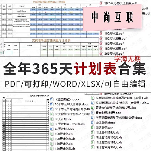 艾宾浩斯复习计划表PDF电子版可打印遗忘记忆曲线研单词记忆打卡a下载