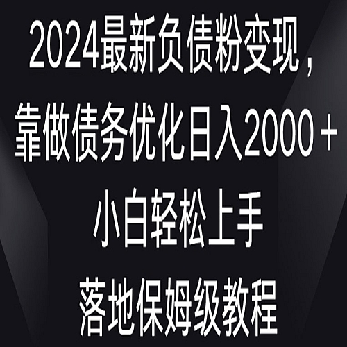 2024最新负债粉变现，靠做债务优化日入2000＋小白轻松上手下载
