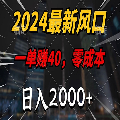 2024最新风口项目，一单40，零成本，日入2000+，无脑操作下载
