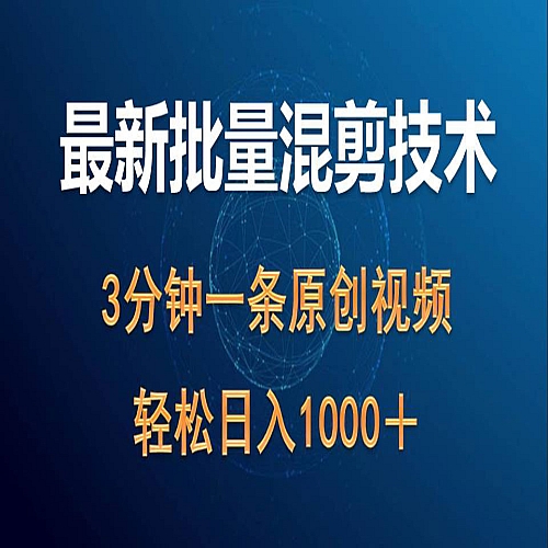 最新批量混剪技术撸收益热门领域玩法，3分钟一条原创视频下载