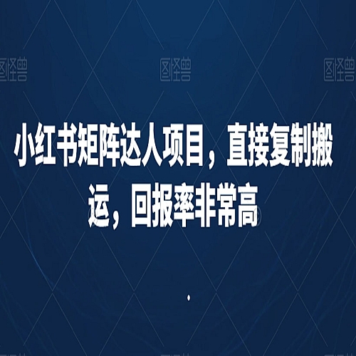 小红书矩阵达人项目，直接复制搬运，回报率非常高下载