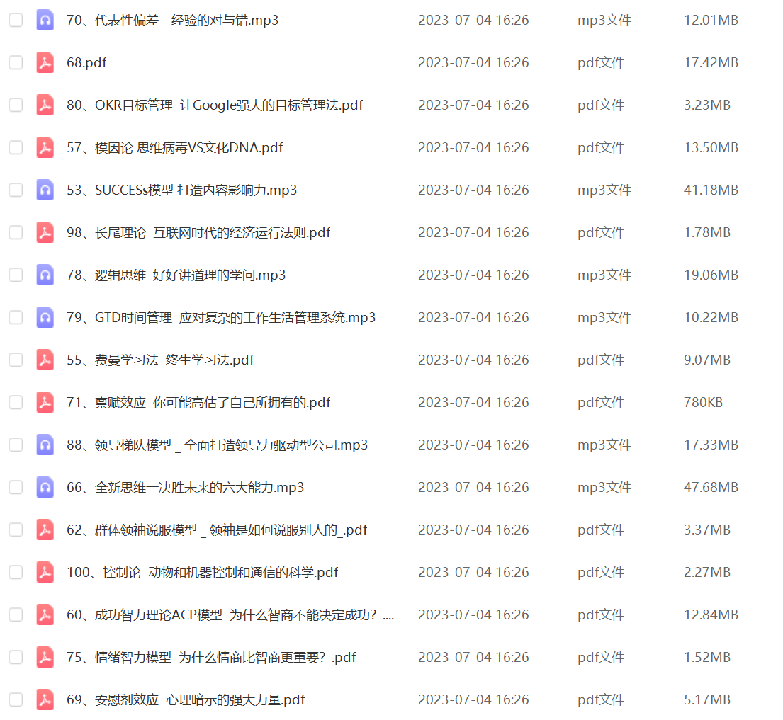 思维的100个思维模型讲座教程创业管理销售白领精英思维课程