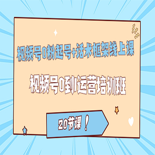 视频号·0粉起号+话术框架线上课：视频号0到1运营培训班（20节课）下载
