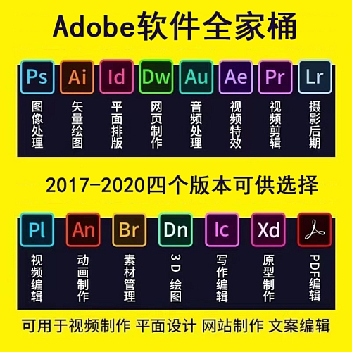 【电脑软件】Adobe软件全家桶软件多版本(Ps、Ai、Pr、Ae、An、Xd、Au、Br、Dw、Ic、Id、Me、Mu等)下载