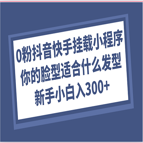 0粉抖音快手挂载小程序，你的脸型适合什么发型玩法，新手小白日入300+下载