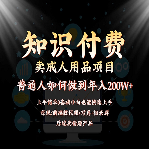 2024蓝海赛道，前端知识付费卖成人用品项目，后端产品管道收益如何实现年入200W+下载