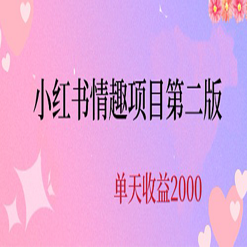 最近爆火小红书情趣项目第二版，每天2000+下载
