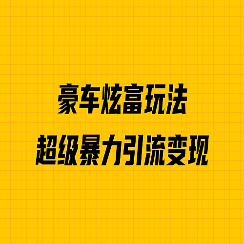 豪车炫富独家玩法，暴力引流多重变现，手把手教学下载