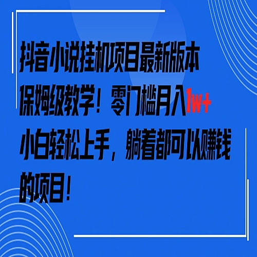 抖音最新小说挂机项目，保姆级教学，零成本月入1w+，小白轻松上手【下载