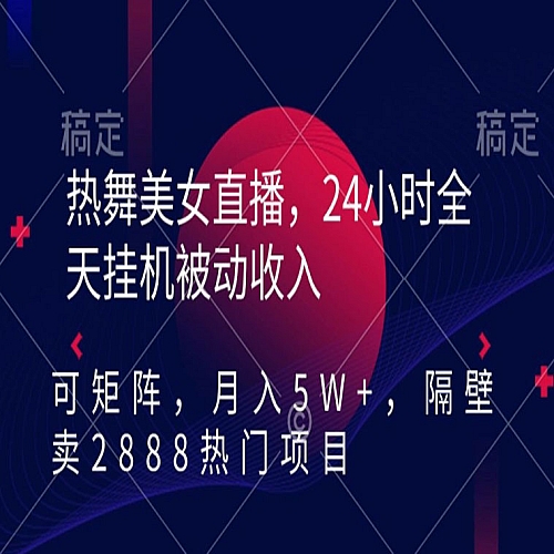热舞美女直播，24小时全天挂机被动收入，可矩阵，月入5W+，隔壁卖2888热门项目下载