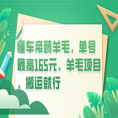 懂车帝薅羊毛，单号最高165元，羊毛项目，搬运就行下载