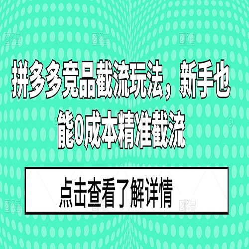 拼多多竞品截流玩法，新手也能0成本精准截流下载