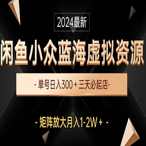 最新闲鱼小众蓝海虚拟资源，单号日入300+，三天必起店下载