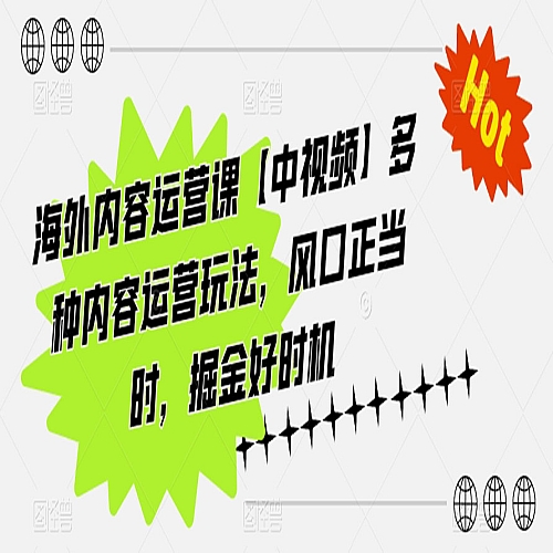 海外内容运营课【中视频】多种内容运营玩法，风口正当时，掘金好时机下载