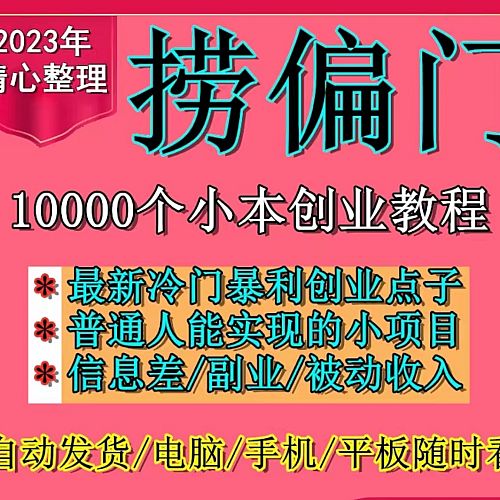 捞偏门小本创业课程蓝海信息差生意副业冷门项目赚钱思路教程视频下载
