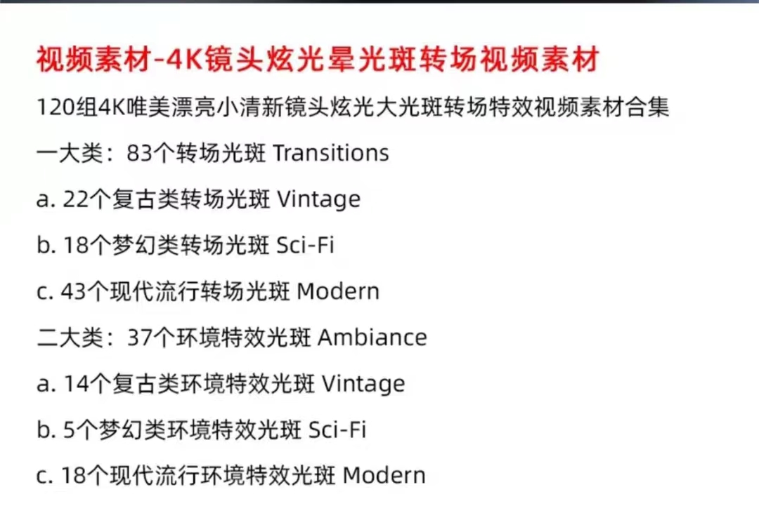 120组高清唯美Pr光晕炫光光斑电影MV婚礼光效转场MP4特效视频素材