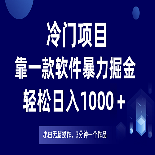 冷门项目靠一款软件，暴力掘金日入1000＋，小白轻松上手下载