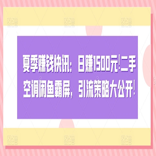 夏季赚钱快讯：日赚1500元，二手空调闲鱼霸屏，引流策略大公开!下载