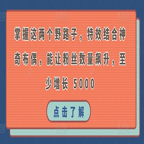 掌握这两个野路子，特效结合神奇布偶，能让粉丝数量飙升，至少增长 5000下载