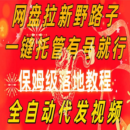 网盘拉新野路子，一键托管有号就行，全自动代发视频下载