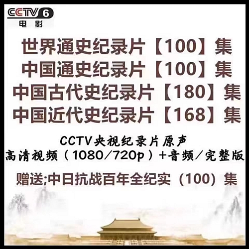 央视历史纪录片视频 中国通史 中国近代史 世界通史 全集讲座素材下载
