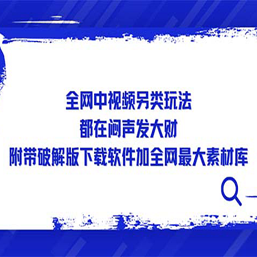 全网中视频另类玩法，都在闷声发大财，附带破解版下载软件加全网最大素材库下载