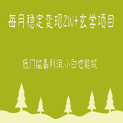 每月稳定变现2W+玄学项目，低门槛高利润,小白也能做 教程+详解下载