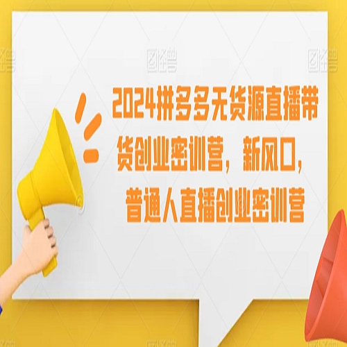 2024拼多多无货源直播带货创业密训营，新风口，普通人直播创业密训营下载