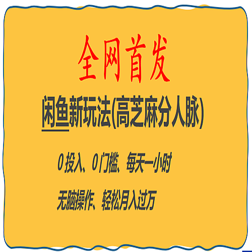 闲鱼新玩法(高芝麻分人脉)0投入 0门槛,每天一小时,轻松月入过万下载