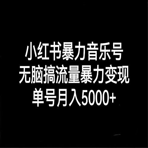 小红书暴力音乐号，无脑搞流量暴力变现，单号月入5000+下载