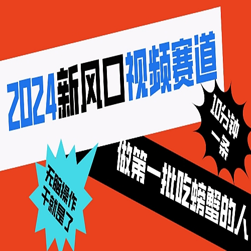 2024新风口视频赛道 做第一批吃螃蟹的人 10分钟一条原创视频 小白无脑操作下载