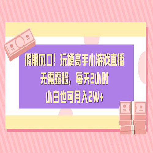 假期风口！玩梗高手小游戏直播，无需露脸，每天2小时下载