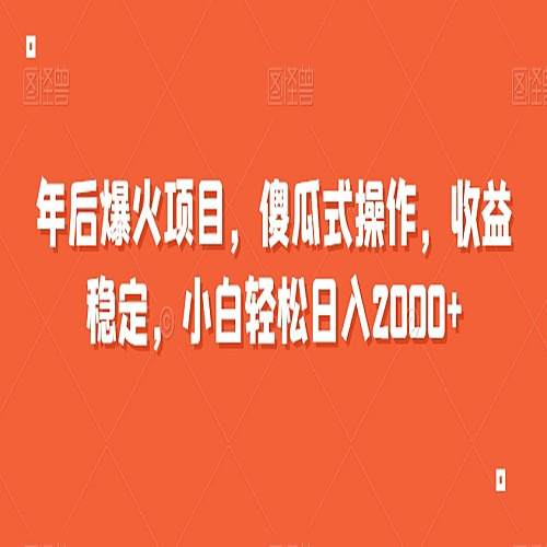 年后爆火项目，傻瓜式操作，收益稳定，小白轻松日入2000+下载