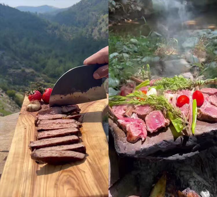 国外荒野户外煮饭做菜吃美食烹饪制作解压高清短视频小说推文素材