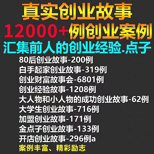 创业故事案例名人创业小故事素材12000真实创造财富成功失败经历下载