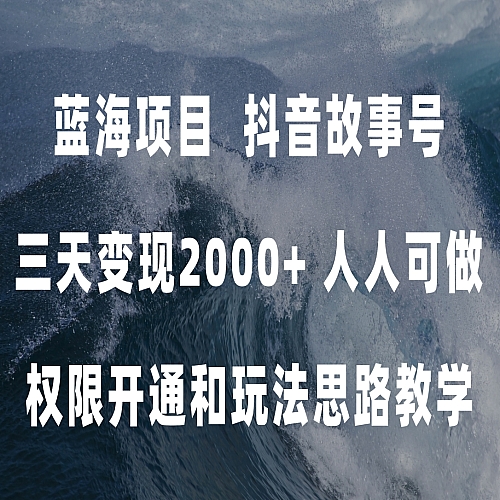 蓝海项目，抖音故事号 3天变现2000+人人可做 (权限开通+玩法教学+238G素材)下载