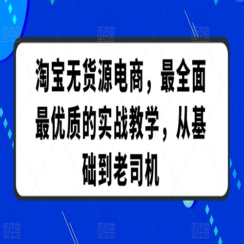 淘宝无货源电商，最全面最优质的实战教学，从基础到老司机下载
