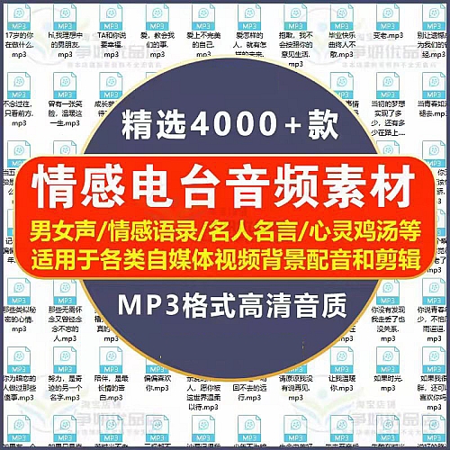 电台情感故事mp3音频语录文案素材无人直播间背景音乐短视频励志下载