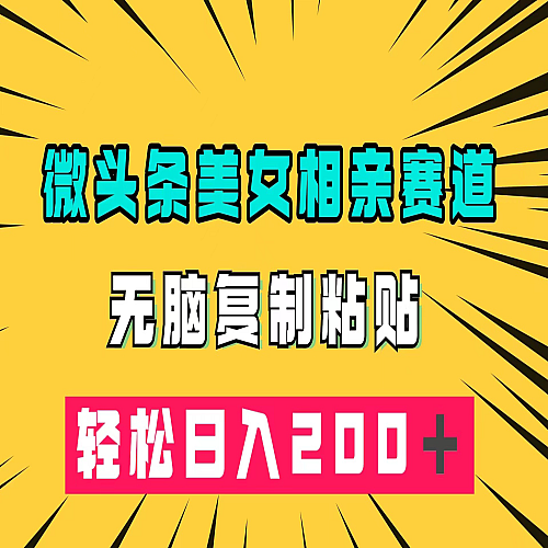 微头条冷门美女相亲赛道，无脑复制粘贴，轻松日入200下载