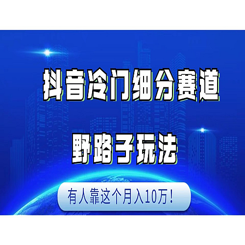 抖音冷门细分赛道野路子玩法，有人靠这个月入10万下载