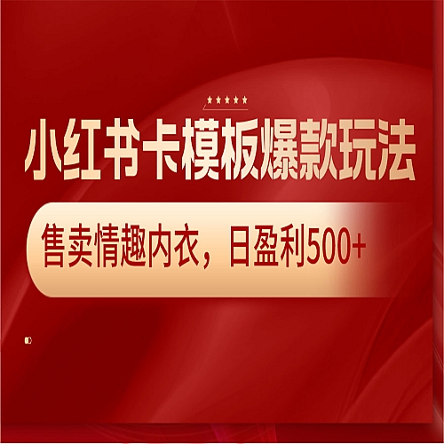 小红书卡模板爆款玩法，售卖情趣内衣，日盈利500+下载
