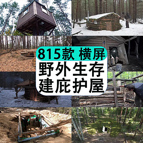 国外建造庇护屋极寒露营野餐荒野生存中视频计划解说高清剪辑素材下载