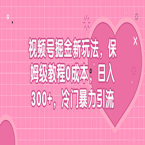 视频号掘金新玩法，保姆级教程0成本，日入300+，冷门暴力引流下载