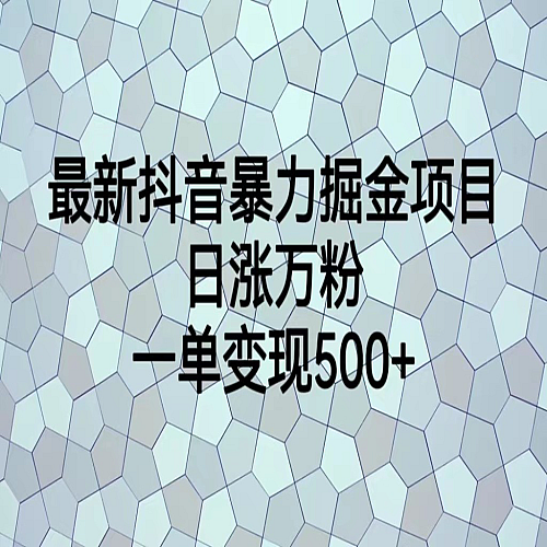最新抖音暴力掘金项目，日涨万粉，一单变现500+下载